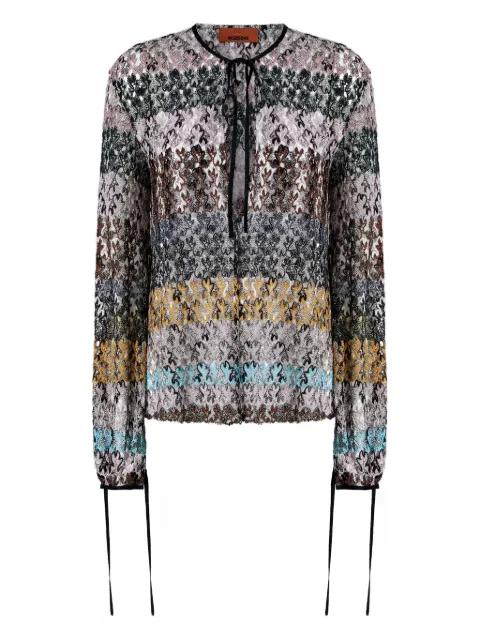 floral-lace long-sleeve top by MISSONI