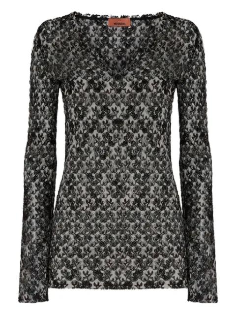floral-lace long-sleeve top by MISSONI