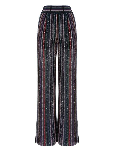 herringbone-striped sequin-embellished trousers by MISSONI