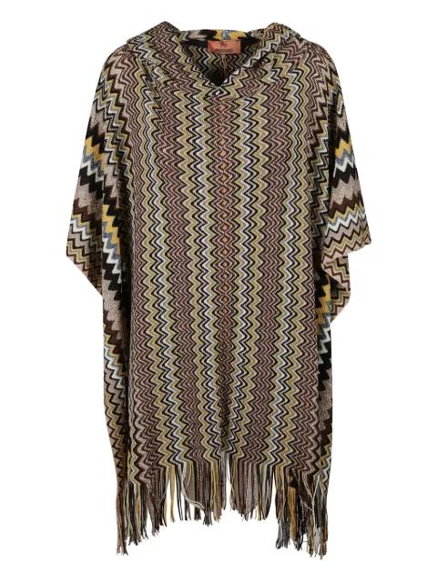 hoodied fringed poncho by MISSONI