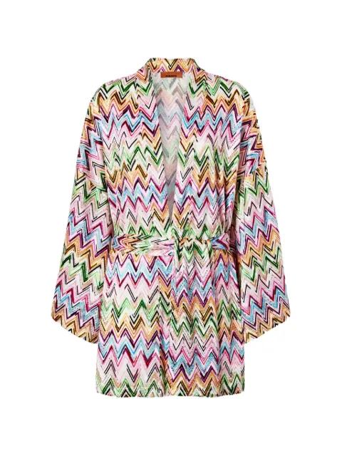 kimono cover-up in stretch viscose with lace and zigzag moti by MISSONI
