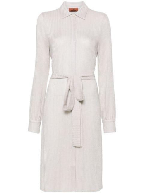 lamé-effect belted shirtdress by MISSONI