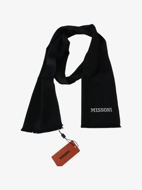 logo-embroidered fringed scarf by MISSONI
