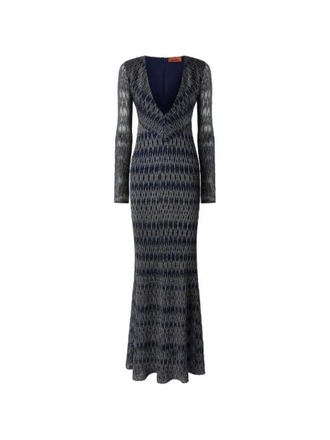 long-sleeve V-neck maxi dress by MISSONI