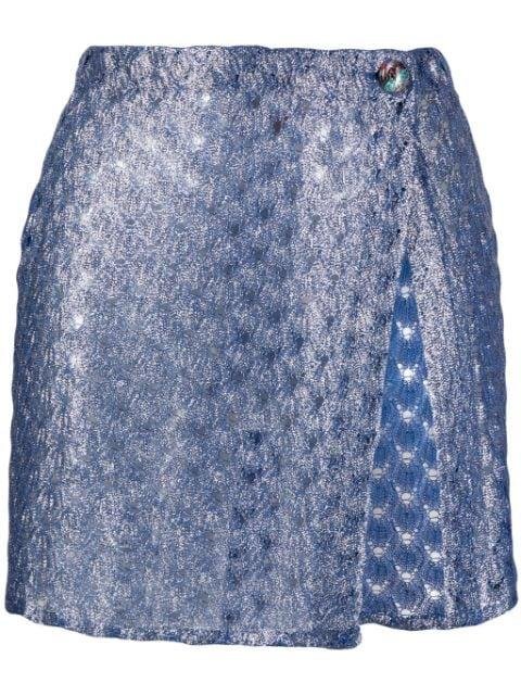 metallic crochet-knit miniskirt by MISSONI