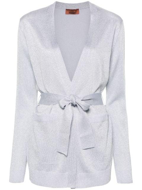 metallic-threading belted cardigan by MISSONI