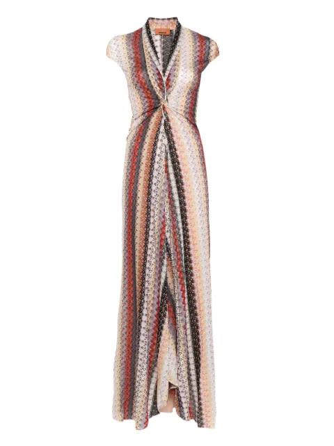 multicolored striped-knit maxi dress by MISSONI