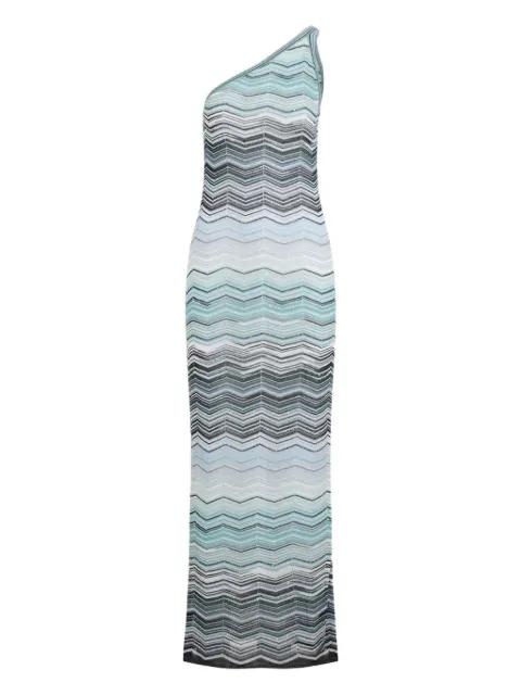 one-shoulder Chevron-pattern maxi dress by MISSONI