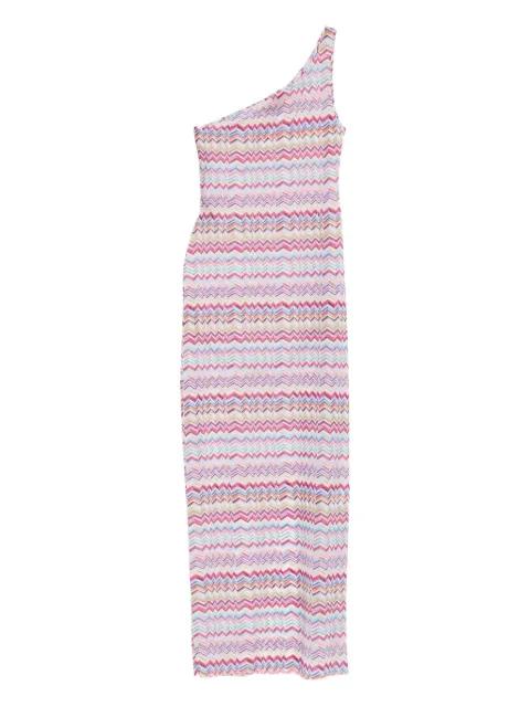 one-shoulder chevron maxi dress by MISSONI