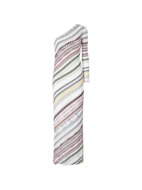 one-shoulder chevron-pattern maxi dress by MISSONI