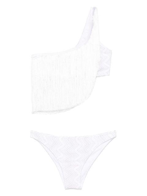 one-shoulder fringed bikini by MISSONI