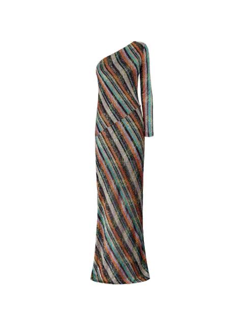one-shoulder striped maxi dress by MISSONI