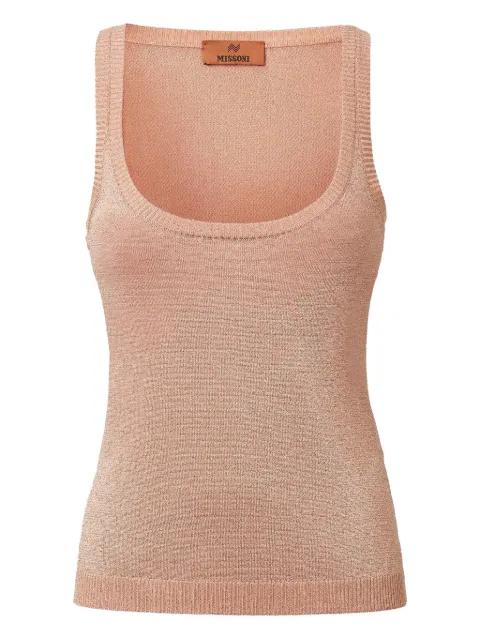 scoop-neck metallic-knit top by MISSONI