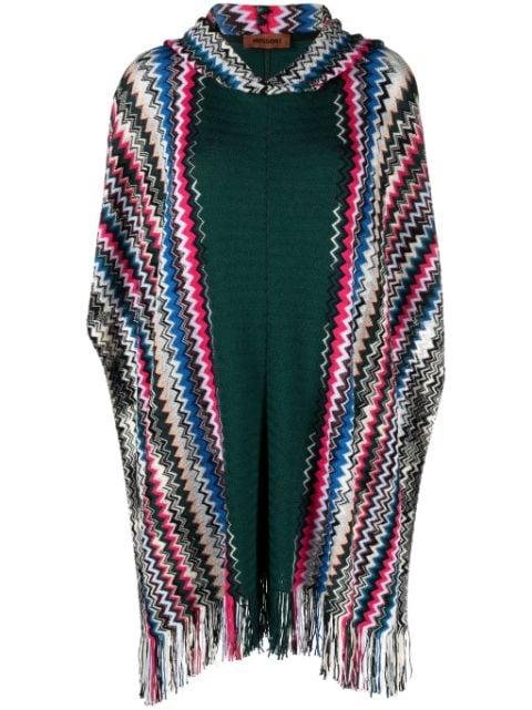 signature-zigzag hoodied poncho by MISSONI