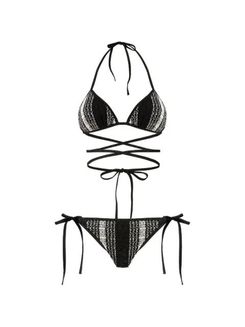 stripe-pattern wrap-detail bikini by MISSONI