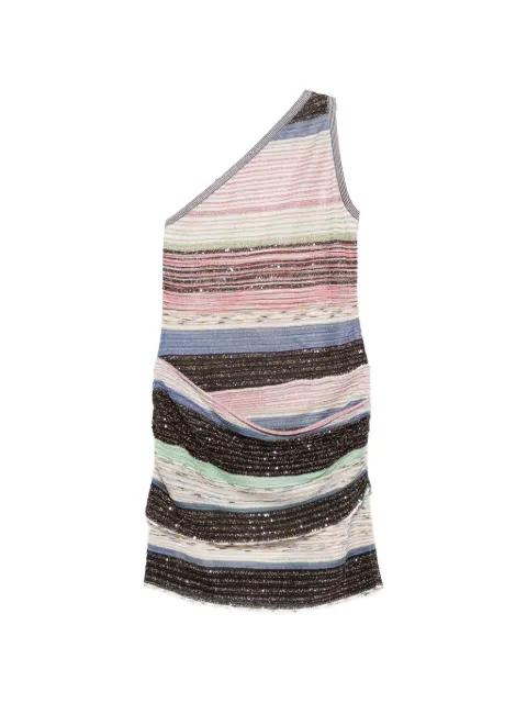 striped one-shoulder mini dress by MISSONI