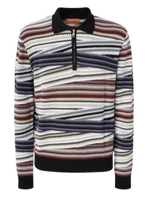 striped-pattern zip-neck polo shirt by MISSONI