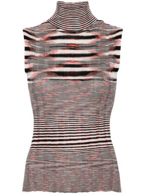 striped roll neck blouse by MISSONI