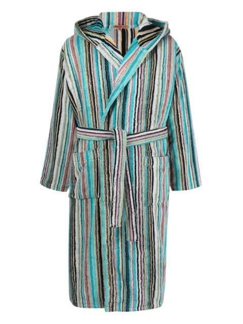 striped tie-fastening bath robe by MISSONI