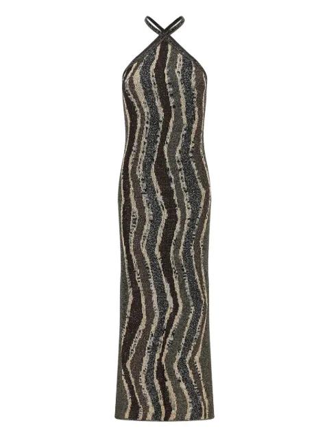 wave-pattern halterneck  maxi dress by MISSONI