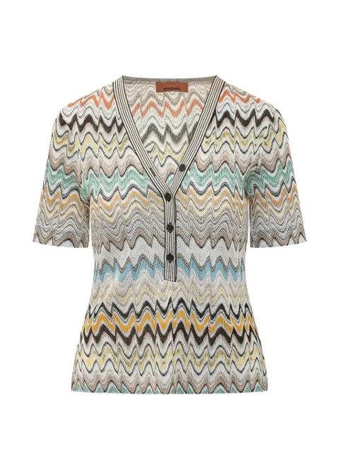 zigzag V-neck knitted top by MISSONI