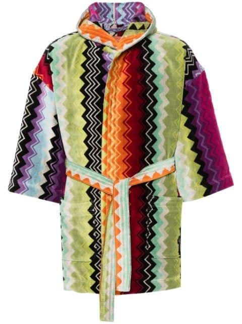 zigzag cotton bath robe by MISSONI