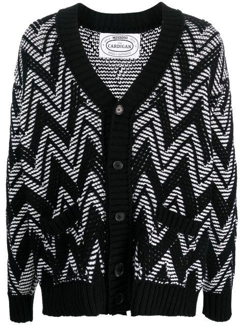 zigzag- embroidered wool cardigan by MISSONI