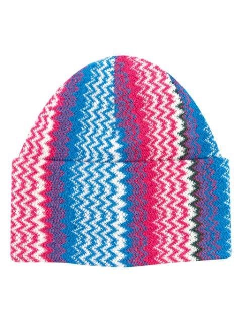 zigzag-embroidery wool-blend beanie by MISSONI
