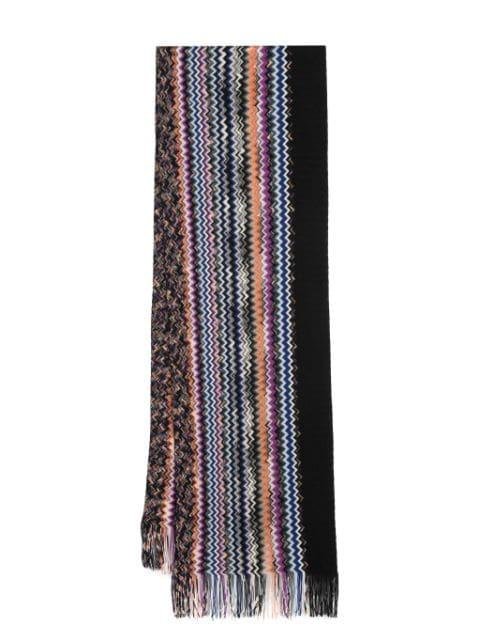 zigzag frayed-edge scarf by MISSONI