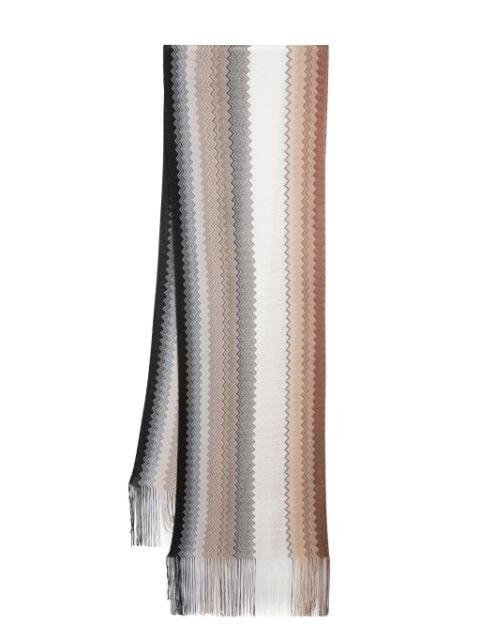 zigzag fringed knitted scarf by MISSONI