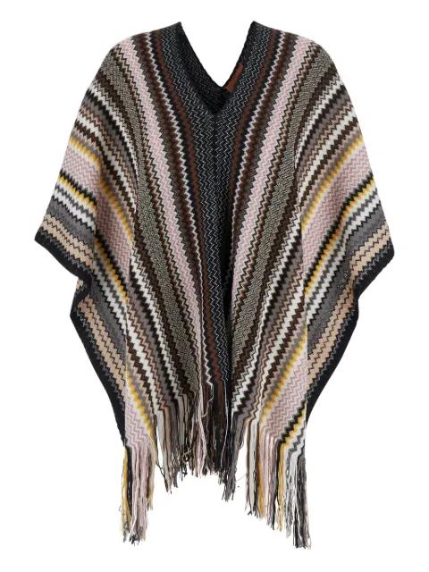 zigzag-knit fringed poncho by MISSONI