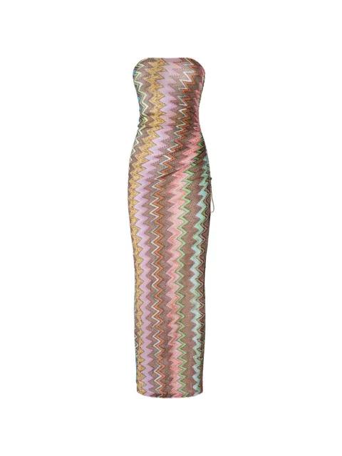 zigzag-knit ruched maxi dress by MISSONI