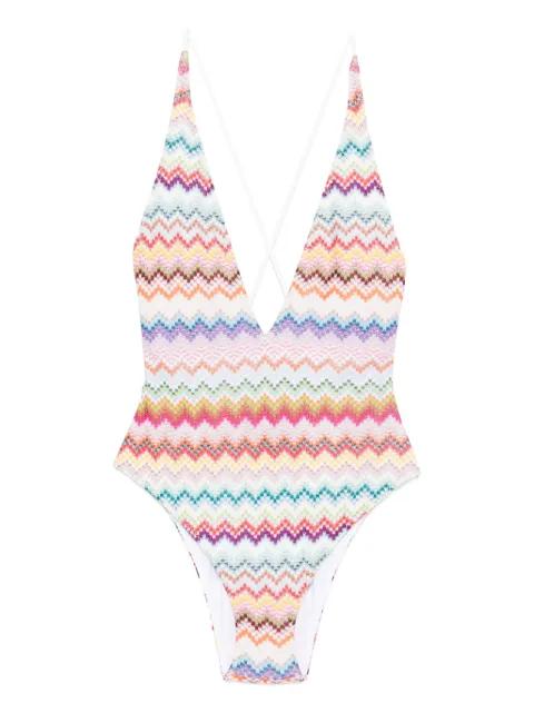 zigzag-pattern cross-back swimsuit by MISSONI