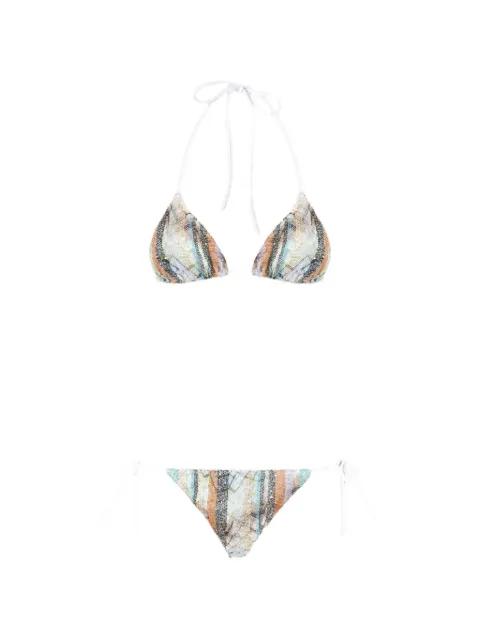 zigzag pattern sequins-detail bikini set by MISSONI
