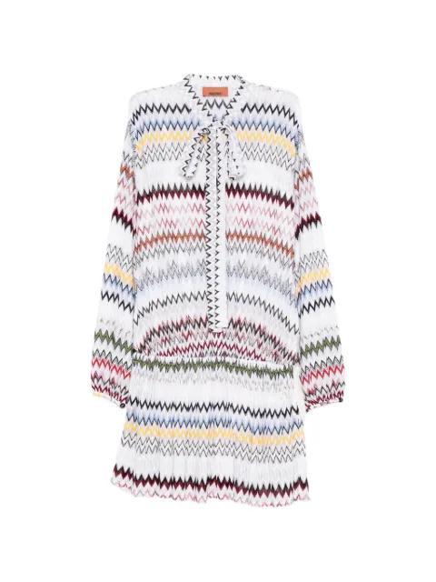 zigzag-pattern tie-neck mini dress by MISSONI