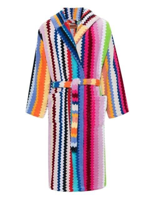 zigzag towelling-cotton robe by MISSONI