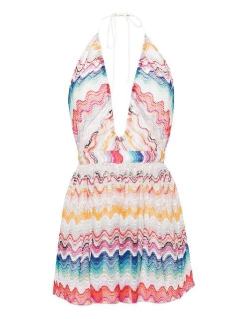zigzag-woven open-back playsuit by MISSONI