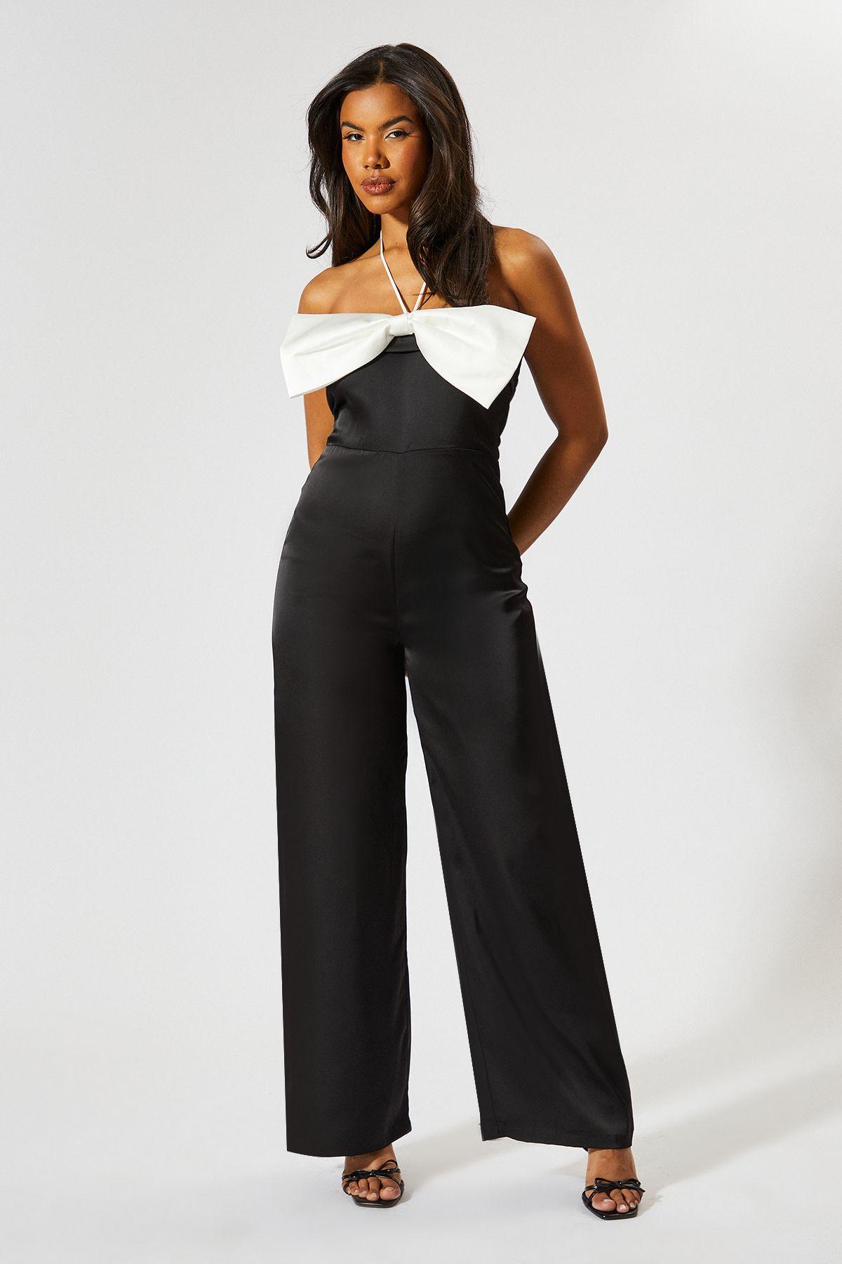 Contrast Bow Halterneck Jumpsuit by MISSPAP