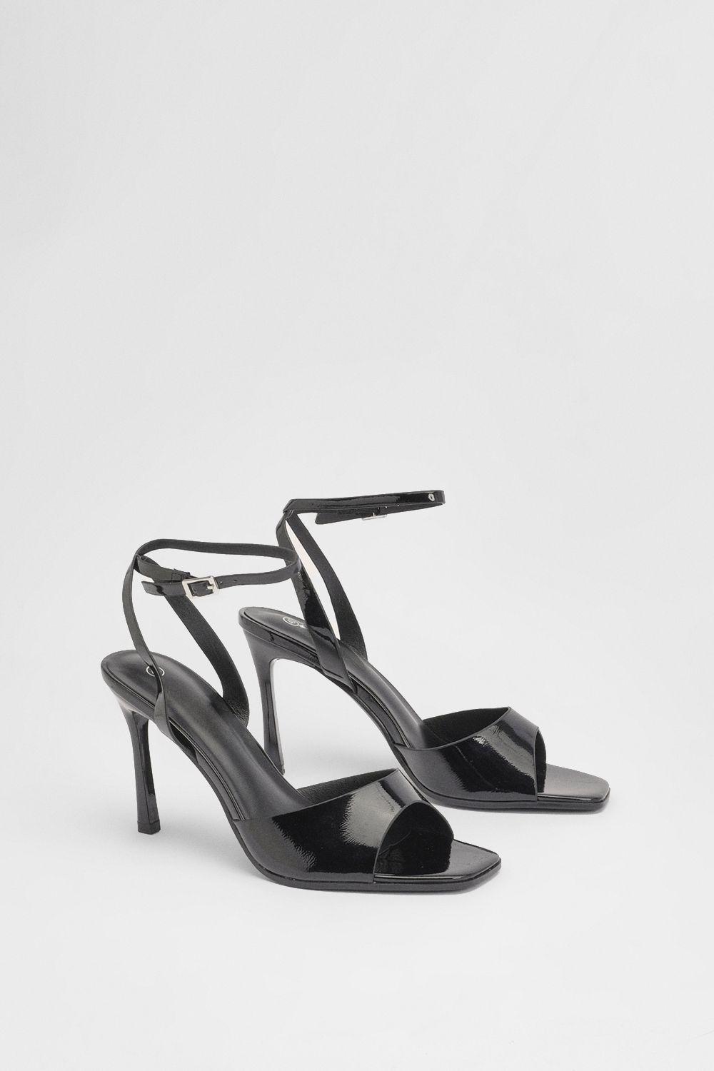 Faux Leather High Heeled Stiletto Open Toe Sandals by MISSPAP