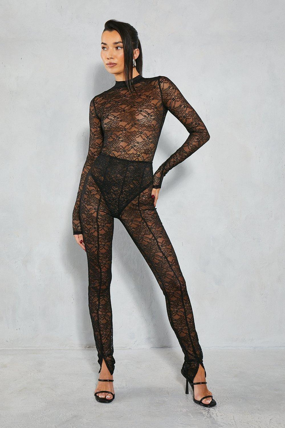 Lace High Waist Seam Detail Skinny Trouser by MISSPAP