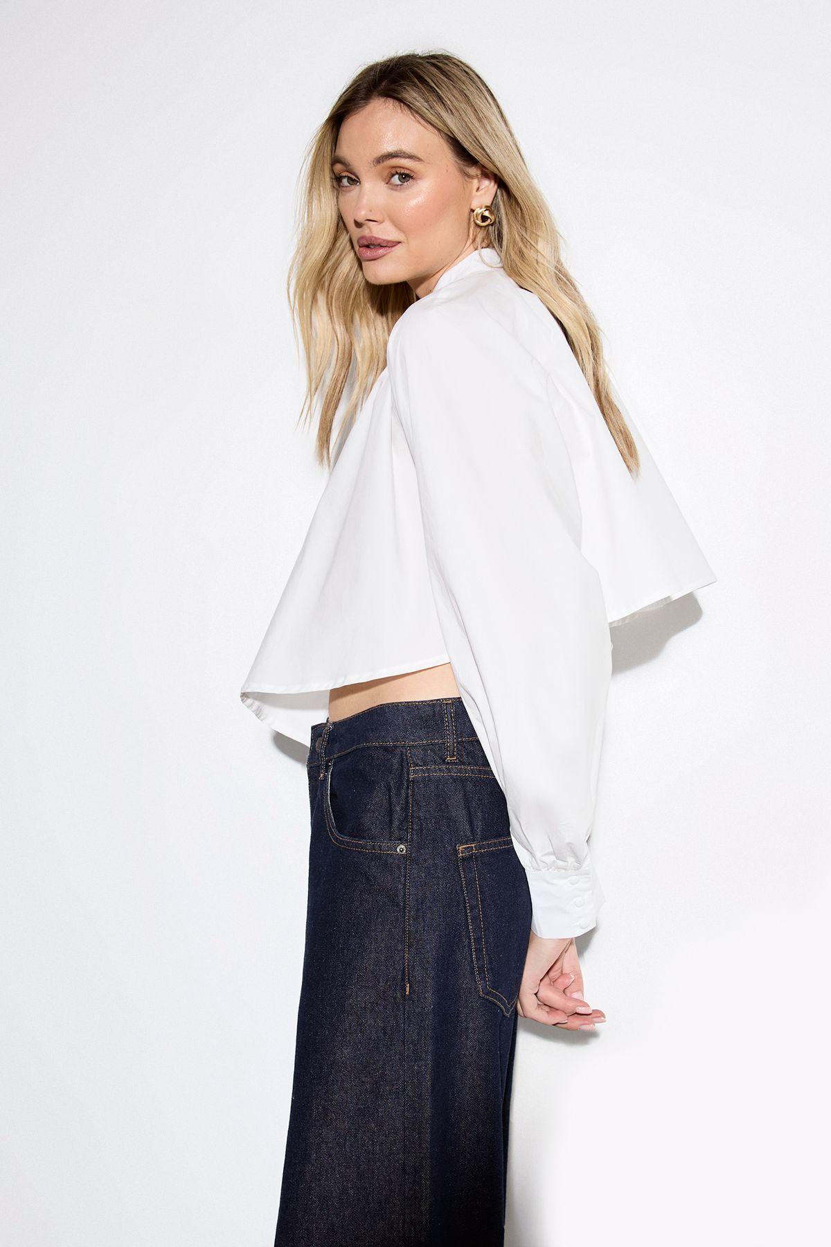 Plunge Structured Smock Shirt by MISSPAP