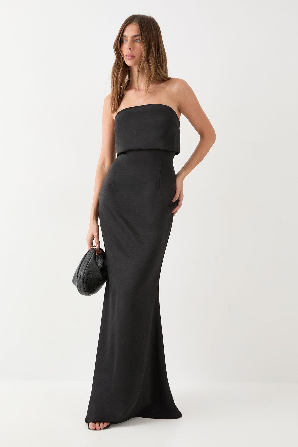 Premium Satin Bandeau Overlay Bridesmaid Dress by MISSPAP