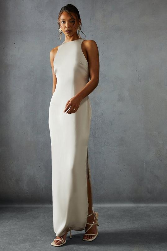 Premium Satin Racer Open Back Bridesmaid Dress by MISSPAP