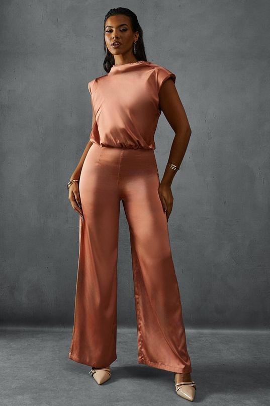 Premium Satin Sleeveless Cowl Back Jumpsuit by MISSPAP