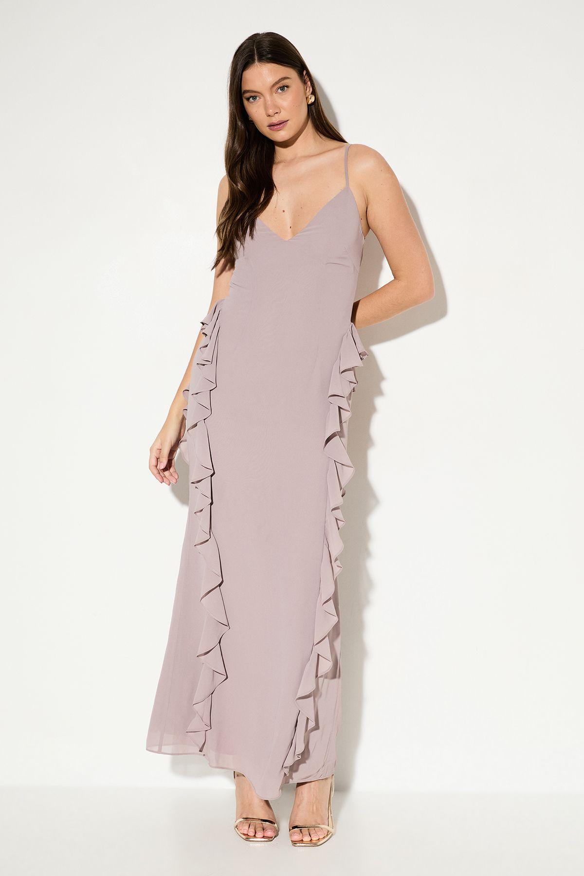 Ruffle Detail Open Back Maxi Dress by MISSPAP