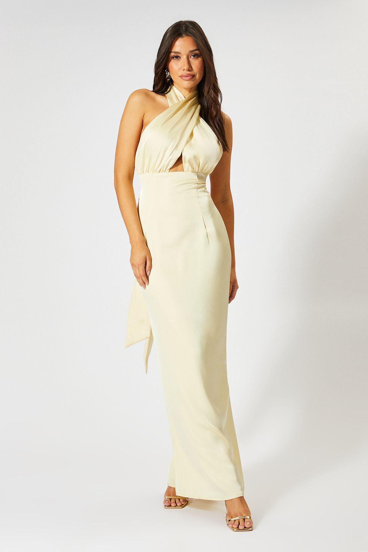 Satin Wrap Multi Way Maxi Dress by MISSPAP