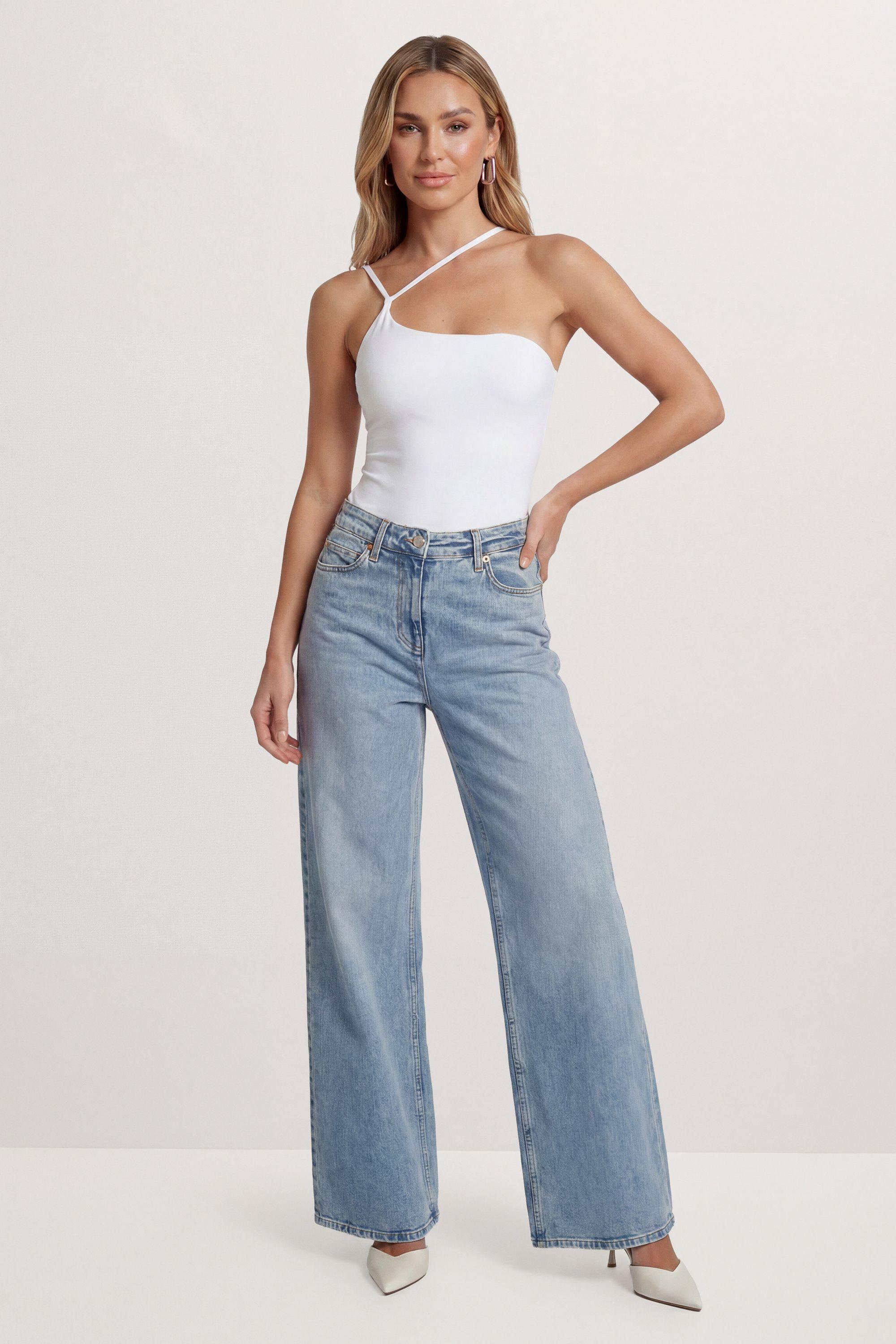 Slinky Double Strap Asymmetric Bodysuit by MISSPAP