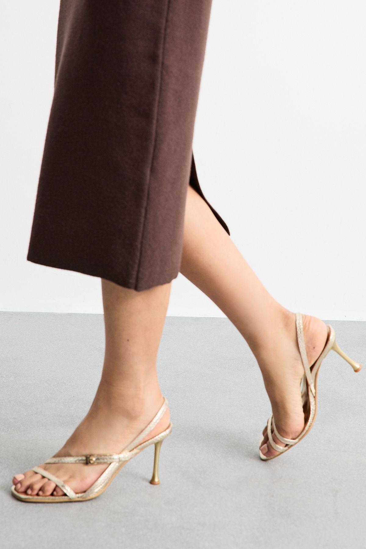 Snake Print High Stiletto Heel Strappy Sandals by MISSPAP