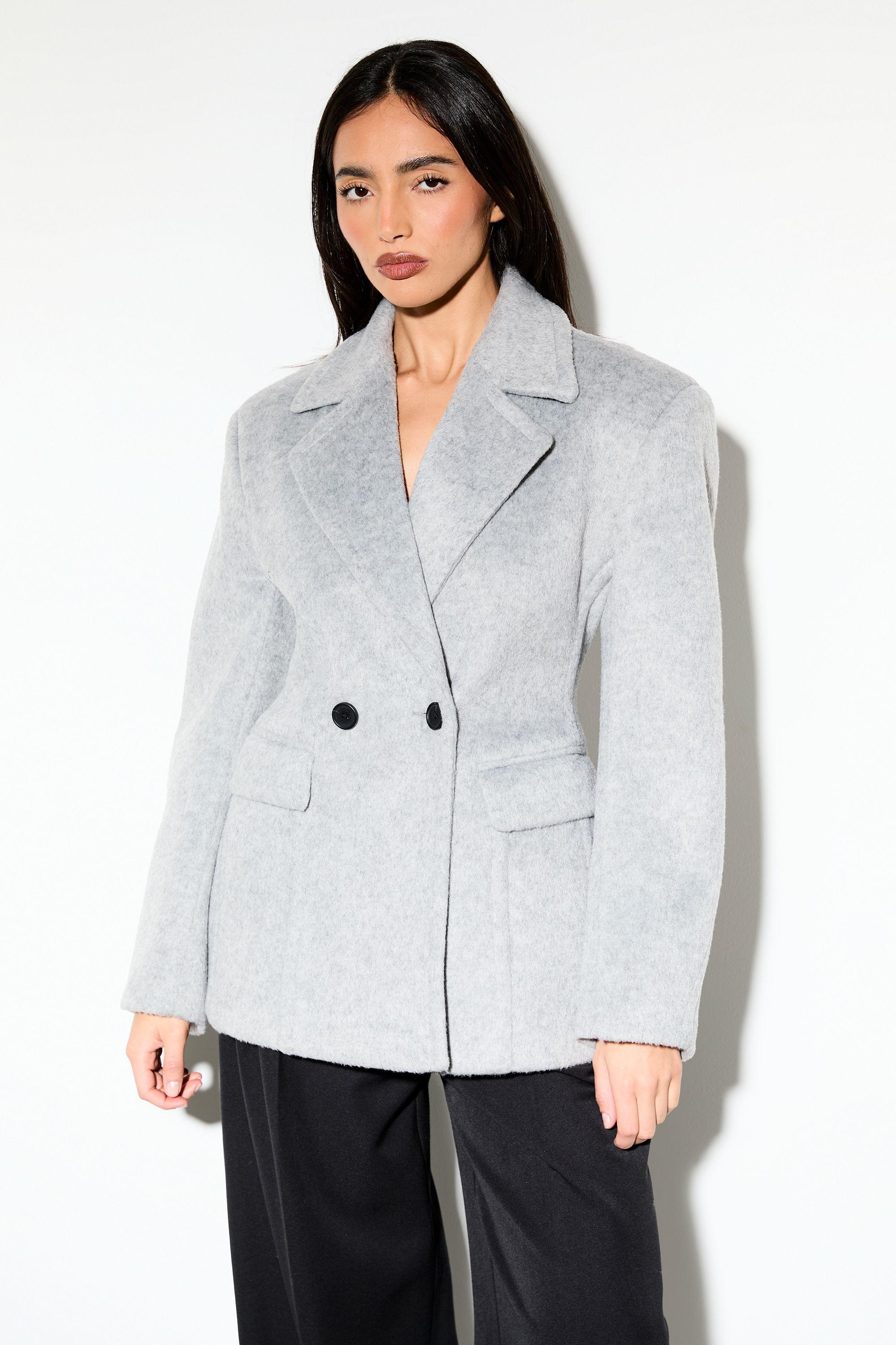 Structured Wool Blend Cinched Blazer Jacket by MISSPAP