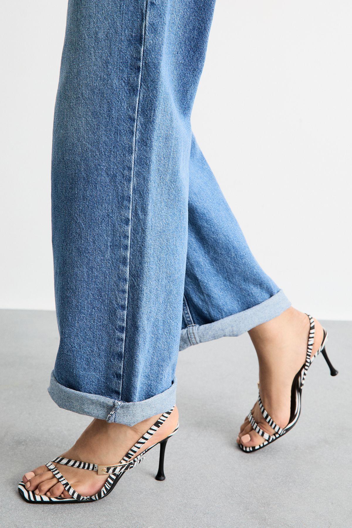 Zebra Print High Stiletto Heel Strappy Sandals by MISSPAP